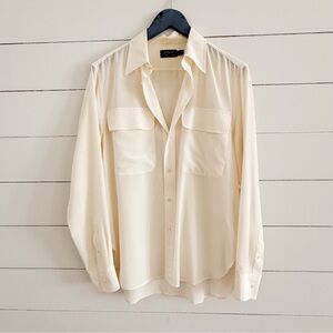 POLO Ivory Button-Up Silk Blouse